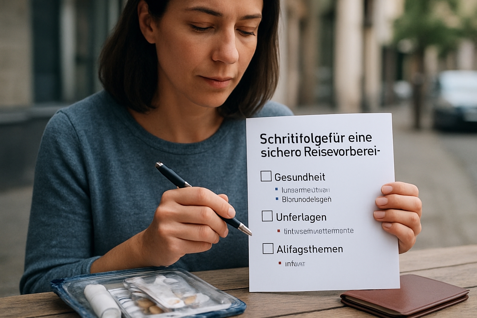 Schrittfolge für eine sichere Reisevorbereitung: Gesundheit, Unterlagen und Alltagsthemen im Griff